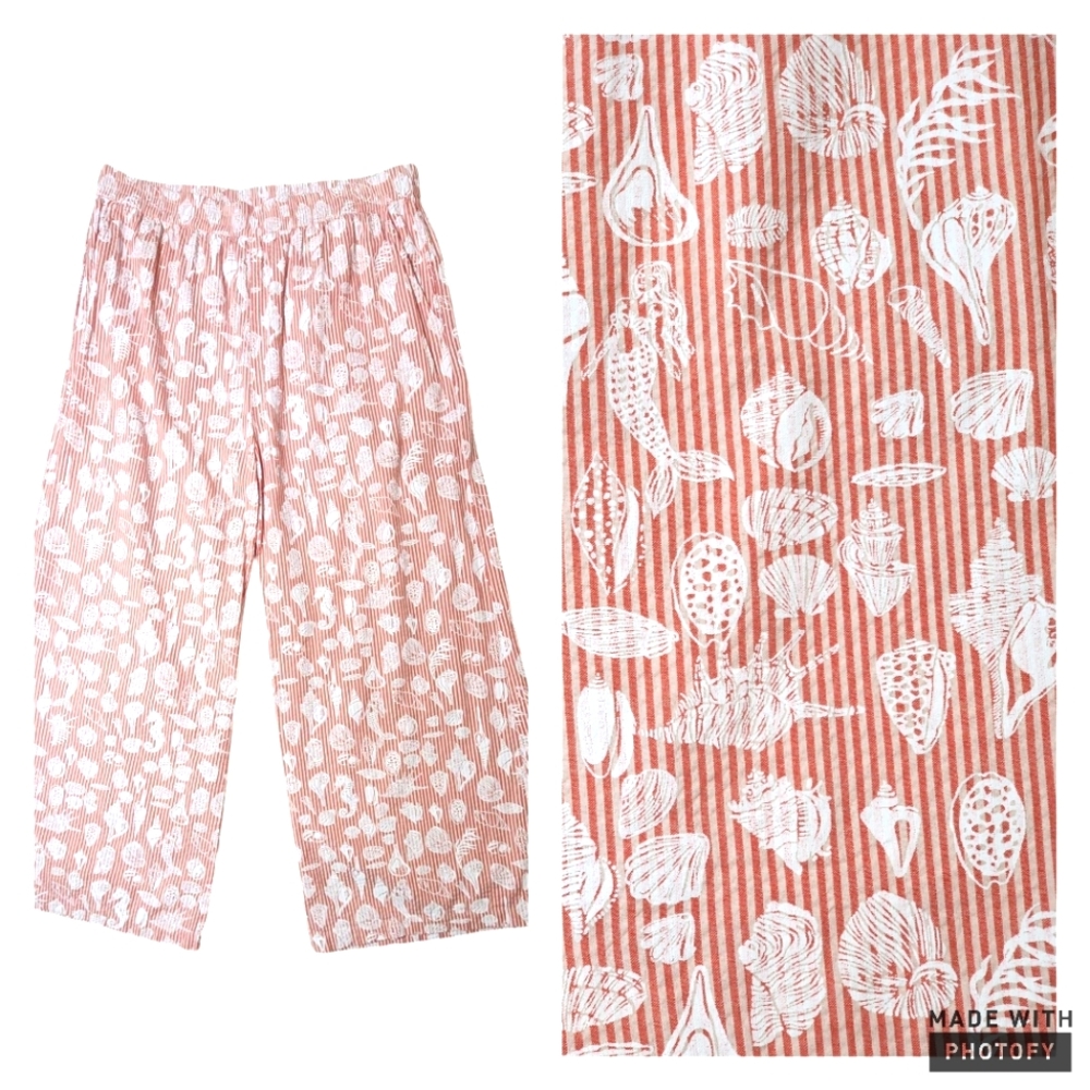 Roller Rabbit Seashell Wide Elasticised Pull On Loungewear Pants Sz XL pink